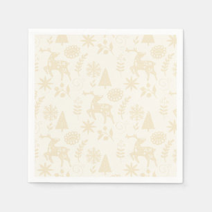 Guardanapo De Papel Cervo de Arte Popular Floresta Branco Desligado