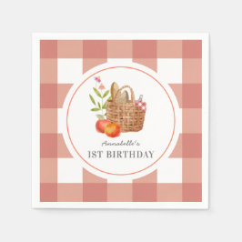 Guardanapo De Papel Cesta de Picnic Red GIngham Birthday Napkins