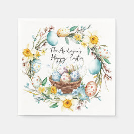 Guardanapo De Papel Cesto com ovos e Páscoa floral