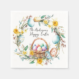 Guardanapo De Papel Cesto de ovos com ovos decorativos I Páscoa floral