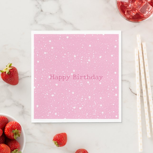Guardanapo De Papel Céu Branco Rosa de Estrelas de Aniversário (Insitu)