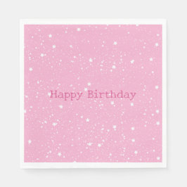 Guardanapo De Papel Céu Branco Rosa de Estrelas de Aniversário