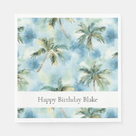 Guardanapo De Papel Céus Azuis Ilhas Tropicais Palmeiras Aniversário