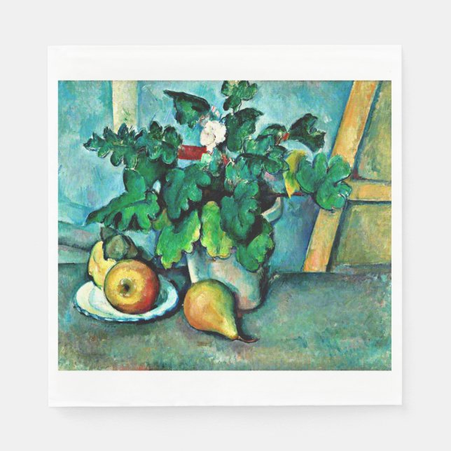 Guardanapo De Papel Cezanne - Pote de Primroses e Frutas (Frente)