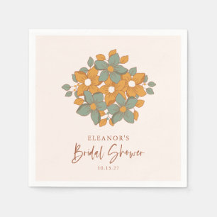 Guardanapo De Papel Chá Amarelo Boho Retro Floral Chá de Noiva Persona