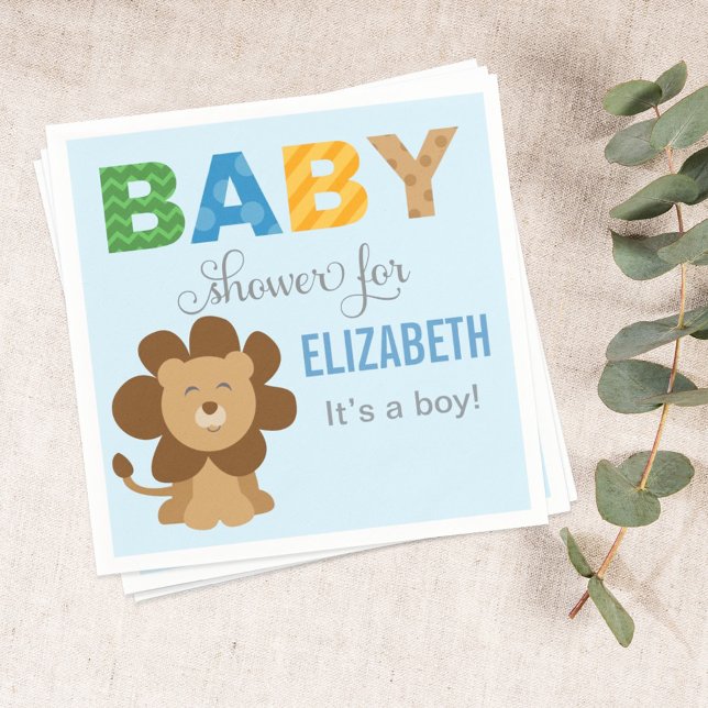 Guardanapo De Papel Chá Azul do Menino da Selva do Leão (Criador carregado)