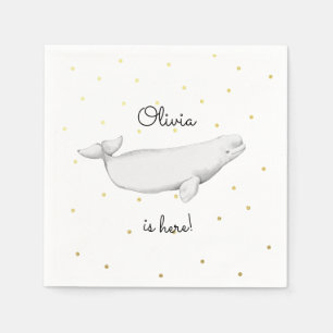 Guardanapo De Papel Chá Beluga Personalizado para o Novo Bebê