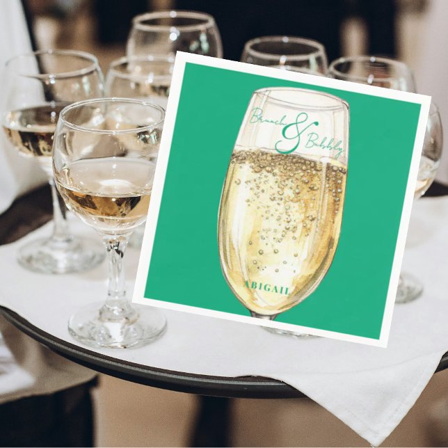 Guardanapo De Papel Chá Bridal Verde Brunch e Bubbles (Criador carregado)