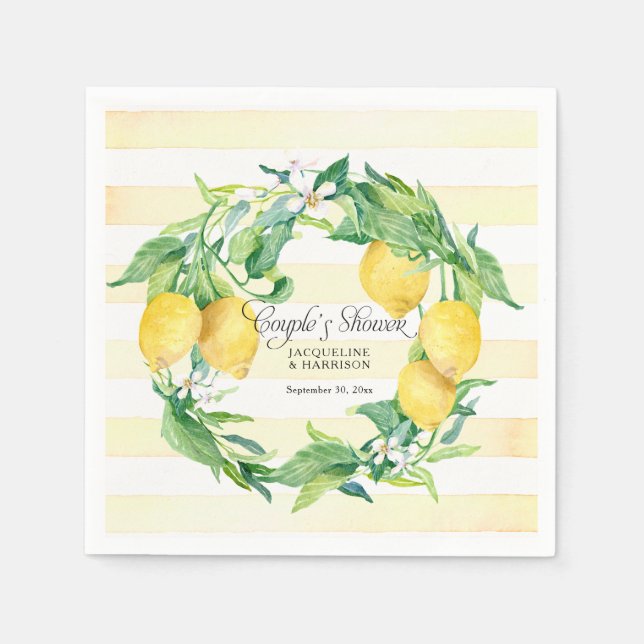 Guardanapo De Papel Chá Citrus Lemon Wreath Blossom Folha (Frente)