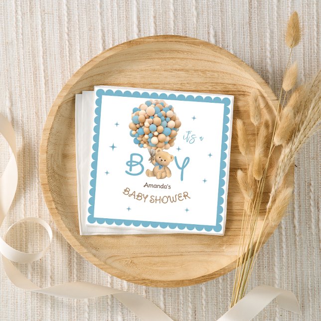 Guardanapo De Papel Chá de Bear Balões Modernos Azul (Criador carregado)