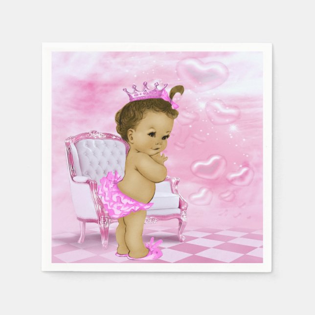 Guardanapo De Papel Chá de Bebê Afro-Americana Rosa (Frente)