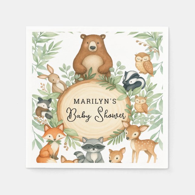 Guardanapo De Papel Chá de Bebê Animais Bebês Fofos (Frente)