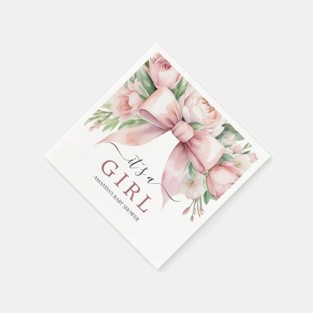 Guardanapo De Papel Chá de Bebê Arco Rosa Flores Românticas (Canto)