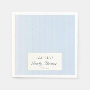 Guardanapo De Papel Chá de Bebê Azul Branco Listrado Personalizado Clá