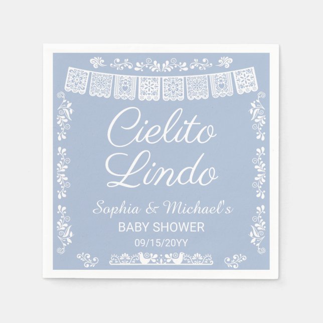 Guardanapo De Papel Chá de Bebê Azul Cielito Lindo (Frente)