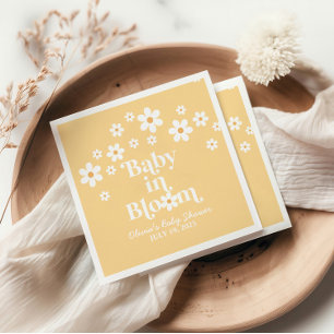 Guardanapo De Papel Chá de Bebê Baby in Bloom boho Margarida Amarelo