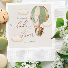 Guardanapo De Papel Chá de Bebê Balão Urso Verde Neutro em Gênero