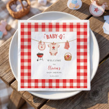 Chá de Bebê BBQ Rustico Xadrez Vermelho