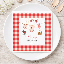 Guardanapo De Papel Chá de Bebê BBQ Rustico Xadrez Vermelho