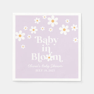 Guardanapo De Papel Chá de Bebê Bebê em Flor Margarida Lilás
