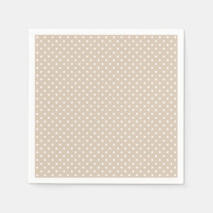 Guardanapo De Papel Chá de Bebê Bege e Branco com Bolinhas