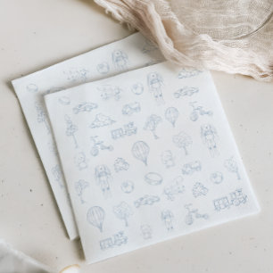 Guardanapo De Papel Chá de Bebê Berçário Blue Toile De Jouy