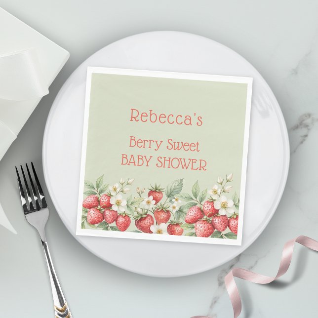Guardanapo De Papel Chá de Bebê Berry Sweet Morangos em Flor (Criador carregado)