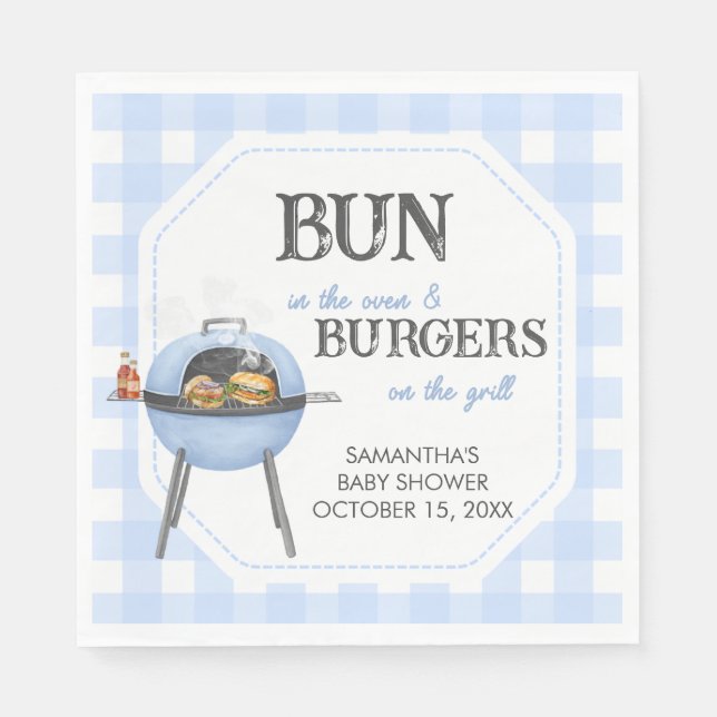 Guardanapo De Papel Chá de Bebê Blue Burger BBQ (Frente)