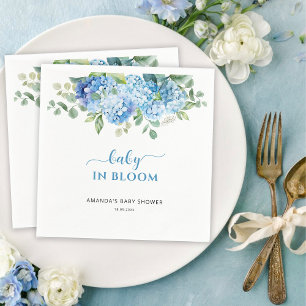 Guardanapo De Papel Chá de Bebê Blue Hydrangea Baby em Flor