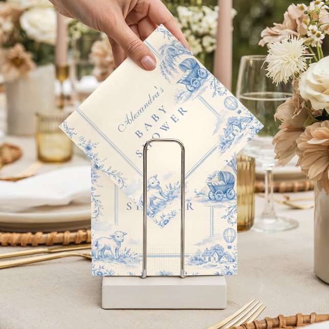 Guardanapo De Papel Chá de Bebê Blue Nursery Toile (Criador carregado)