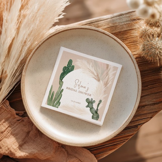 Guardanapo De Papel Chá de bebê boêmio cacto pampas arco deserto (Boho cactus pampas arch desert bridal shower napkins)