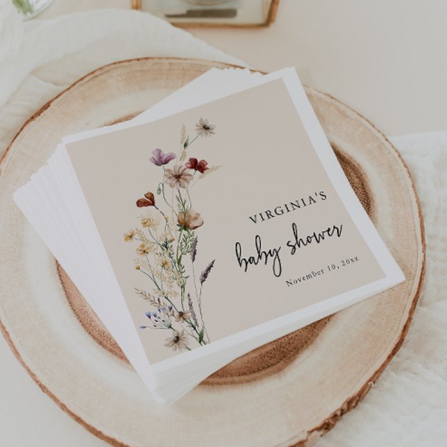 Guardanapo De Papel Chá de Bebê Boho (Boho Wildflower Baby Shower Napkins by Painted Paperie
)