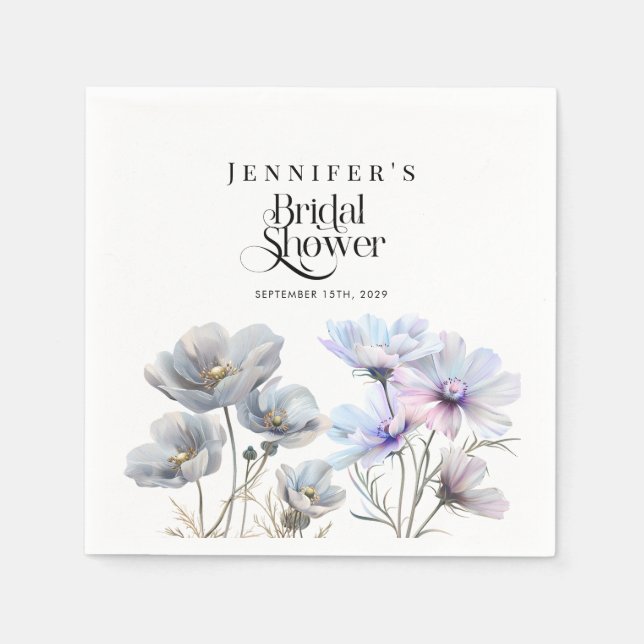 Guardanapo De Papel Chá de Bebê Boho Aquarela Flores Silvestres  (Frente)