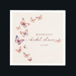 Guardanapo De Papel Chá de Bebê Boho Borboleta<br><div class="desc">Guardanapos de festa de chá de noiva modernos em creme e terracota com caligrafia elegante e desenho de borboleta.</div>