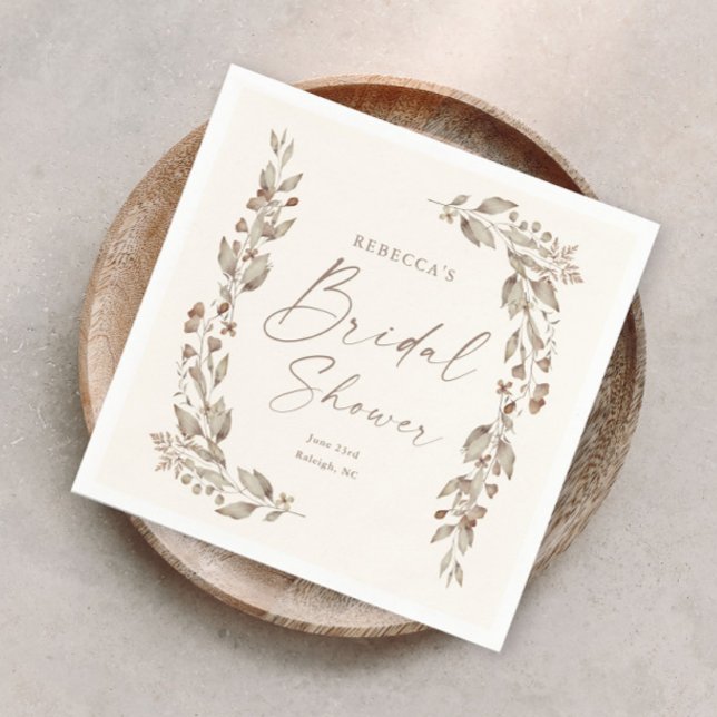 Guardanapo De Papel Chá de Bebê Boho Flor de Campo Elegante Casamento (Boho wildflower floral elegant ivory wedding bridal shower napkins.)