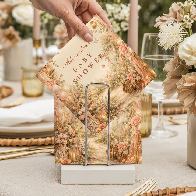 Guardanapo De Papel Chá de Bebê Boho Rosa Elegante (Criador carregado)