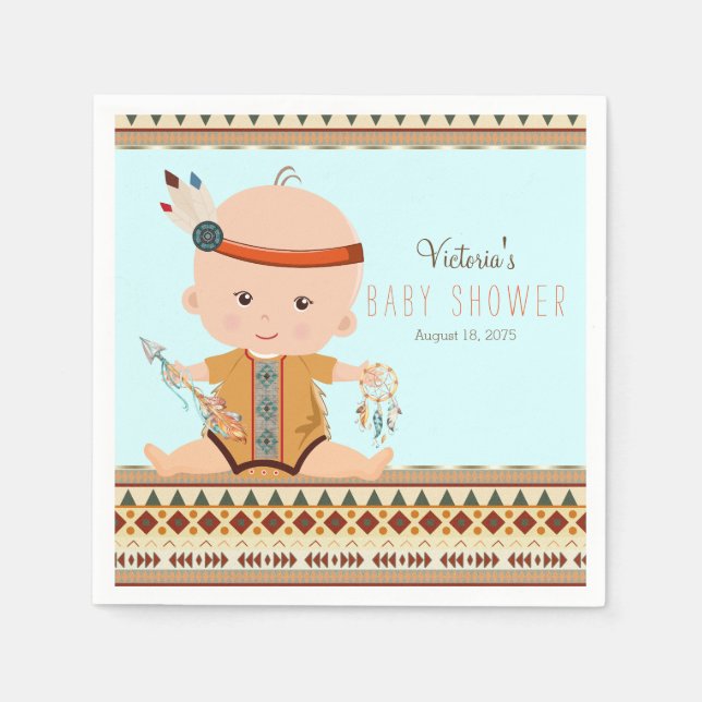 Guardanapo De Papel Chá de Bebê Boho Tribal (Frente)