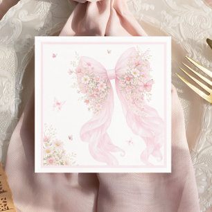 Guardanapo De Papel Chá de Bebê Borboleta Laço Rosa Elegante