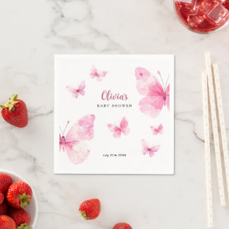 Guardanapo De Papel Chá de Bebê Borboleta Rosa