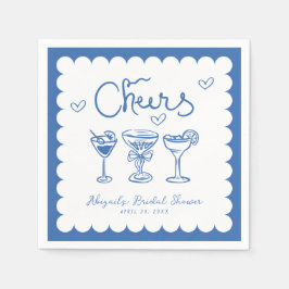 Guardanapo De Papel Chá de Bebê Branco Azul Desenhado à Mão em Estilo 