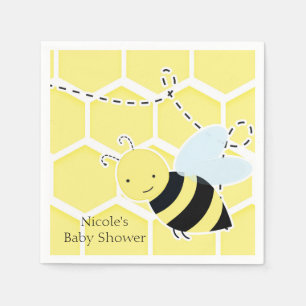 Guardanapo De Papel Chá de Bebê Bumble Bee Moderno Amarelo e Preto