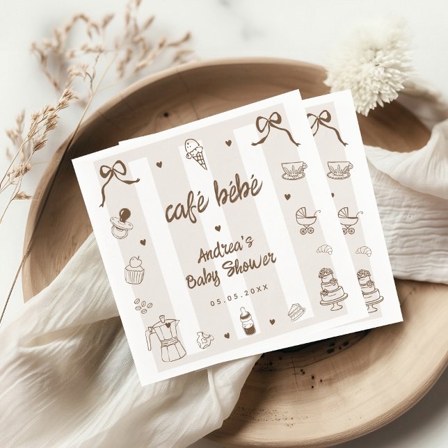 Guardanapo De Papel Chá de Bebê Café Bébé Francês Desenhado à Mão (Criador carregado)