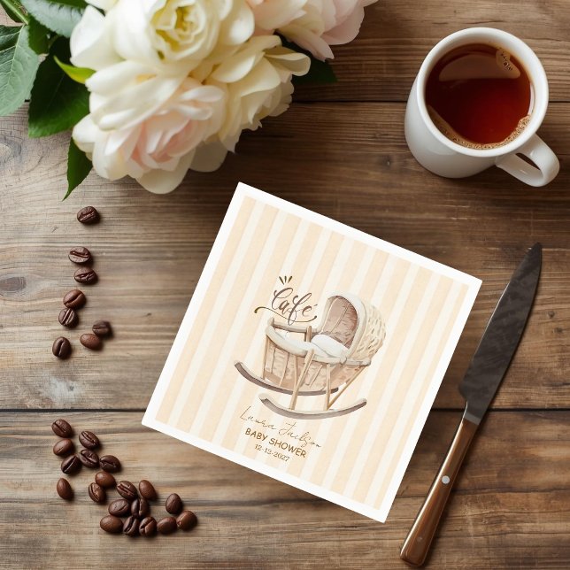 Guardanapo De Papel Chá de Bebê Café Bebe Neutro Elegante Marrom (Criador carregado)