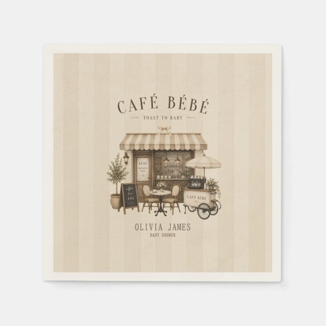 Guardanapo De Papel Chá de bebê cafe bebe neutro em tons marrons (Frente)