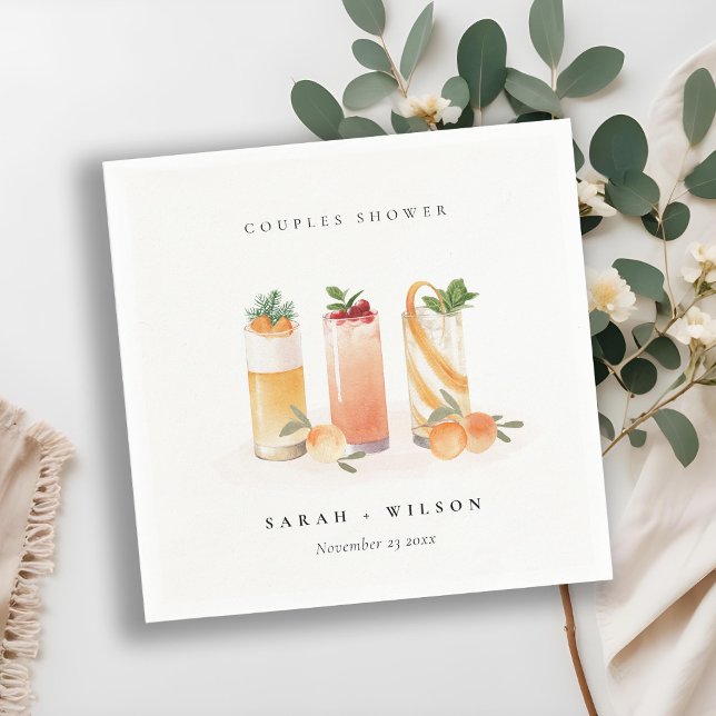 Guardanapo De Papel Chá de Bebê Casais Laranja Coquetel de Frutas Fofo (Criador carregado)