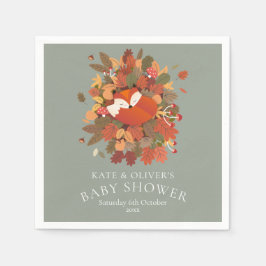 Guardanapo De Papel Chá de Bebê Casal Raposa Floresta Rústica