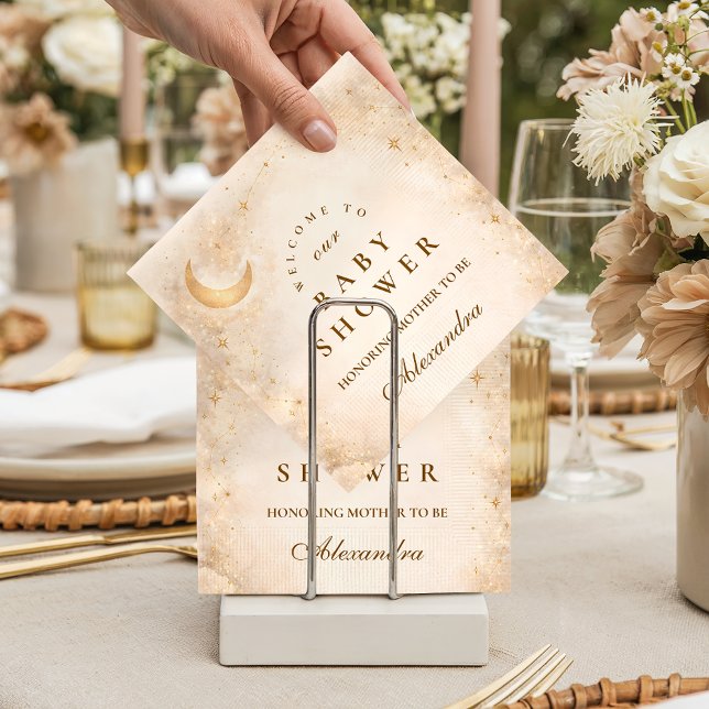 Guardanapo De Papel Chá de Bebê Celestial Marfim Dourado (Criador carregado)