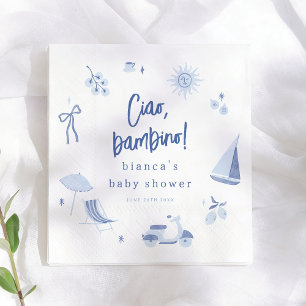 Guardanapo De Papel Chá de Bebê Ciao Bambino Menino Azul Mediterrâneo