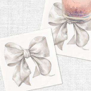 Guardanapo De Papel Chá de Bebê com Laço Branco Simples