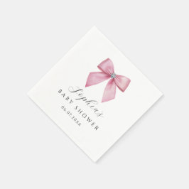 Guardanapo De Papel Chá de Bebê com Laço Rosa